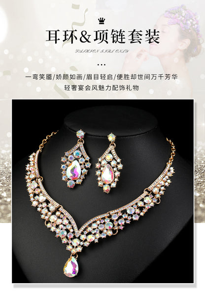 Cross-border foreign trade retro jewelry exaggerated necklace suit luxury crystal jewelry banquet dress accessories manufacturers direct supply