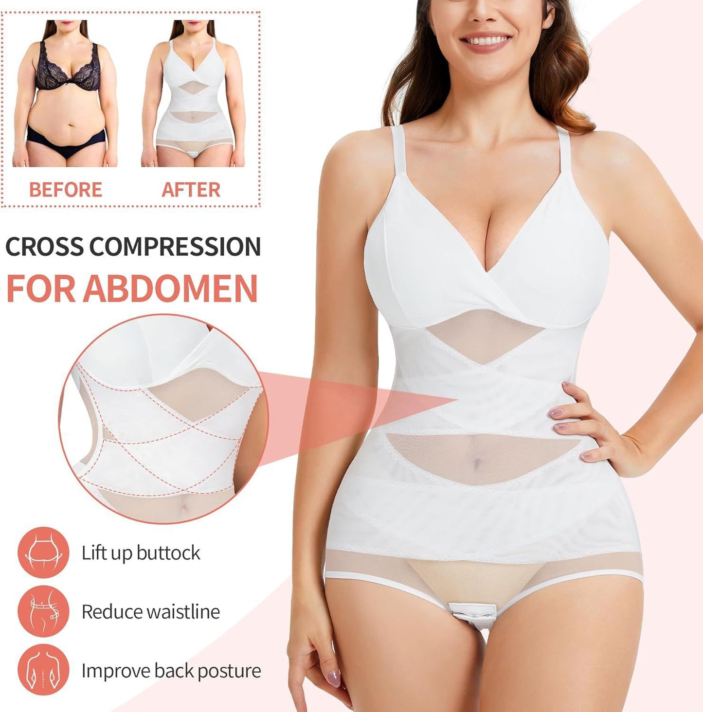 Hot Selling Body Shaping One-Body Shaping One-Body Shaping Sling V-Neck Cup Mesh Waist Plastic Breathable Sports Body Shaping One-Body Shaping One-Body Shaping