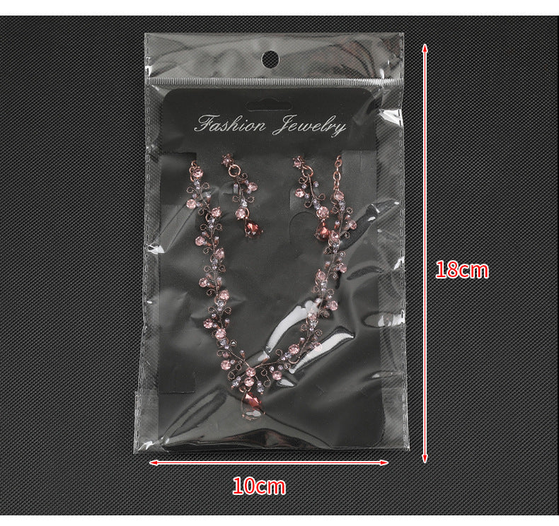 European and American Foreign Trade Jewelry Retro Jewelry Set Gemstone Necklace Clavicle Chain Cross-Border Female Leaf Water Drop Spot Straight Hair