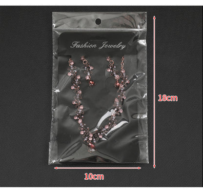 European and American Foreign Trade Jewelry Retro Jewelry Set Gemstone Necklace Clavicle Chain Cross-Border Female Leaf Water Drop Spot Straight Hair