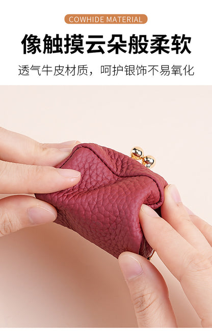 Genuine Leather Mini Necklace Jewelry Box Women's Earrings Gold Ring Gold Jewelry Cosmetics Bag Earphones Coin Purse