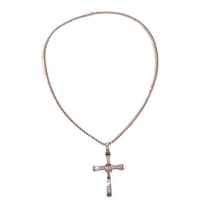 Cross-Border New Hot-Selling Fashion Personality Hip-Hop Stainless Steel Diamond Cross Pendant Necklace High-End Versatile Jewelry
