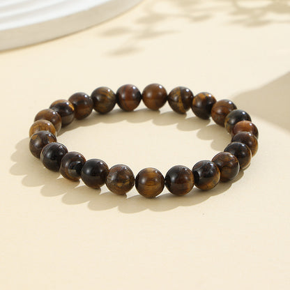 European and American Cross-Border Hot-Selling Popular Jewelry 8mm Natural Stone Bracelet Amethyst Tiger Eye Stone Agate Bracelet Jewelry