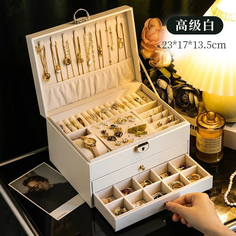 Jewelry Box Earrings Earrings Necklace Ring High-grade Exquisite Large Capacity Gold Jewelry Hand Jewelry Storage Box