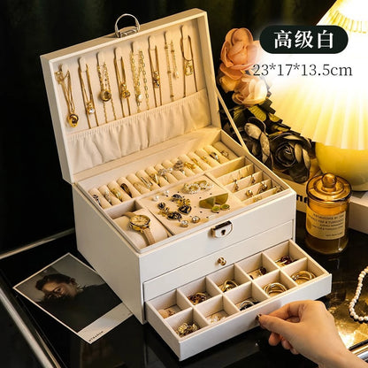 Jewelry Box Earrings Earrings Necklace Ring High-grade Exquisite Large Capacity Gold Jewelry Hand Jewelry Storage Box