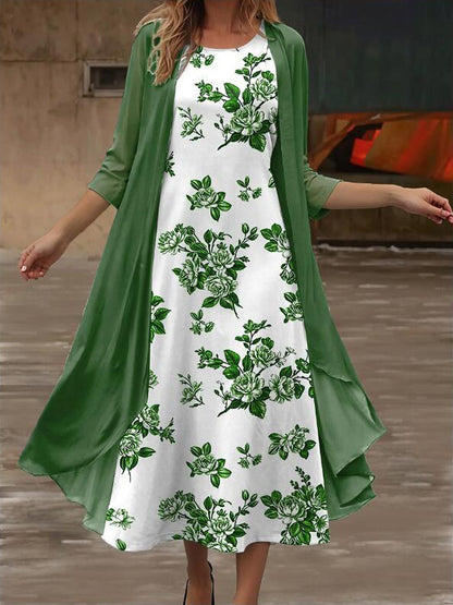 2023 European and American Hot Selling Independent Site Amazon Wish Spring & Fall Fashionable and Elegant Chiffon Dress Two-Piece Set