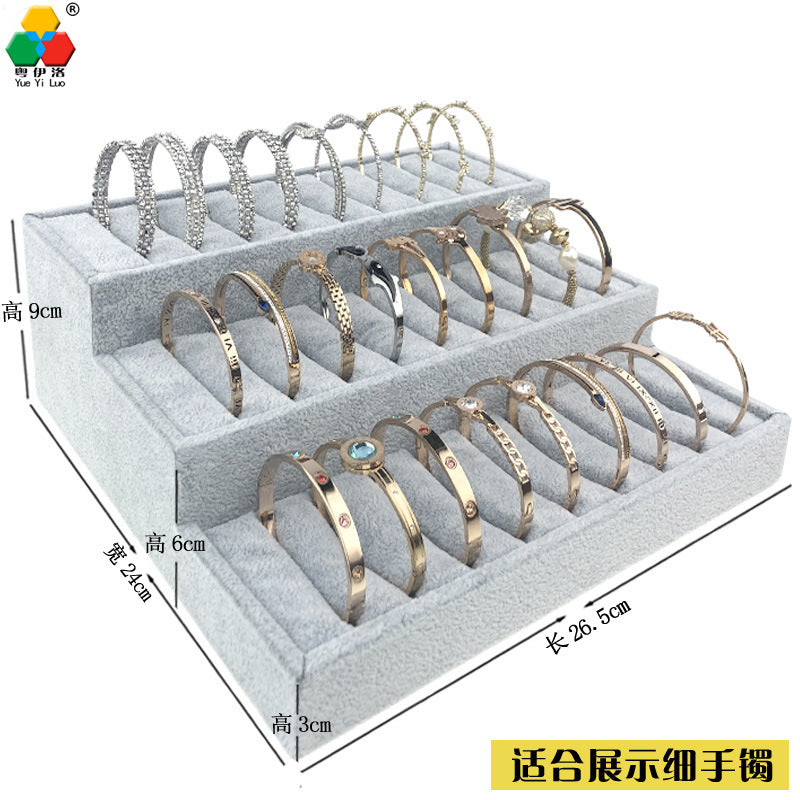 Ice Flower Velvet Jewelry Box Display Plate Ring Bracelet Trapezoidal Jewelry Display Stand Gold and Silver Jewelry Props