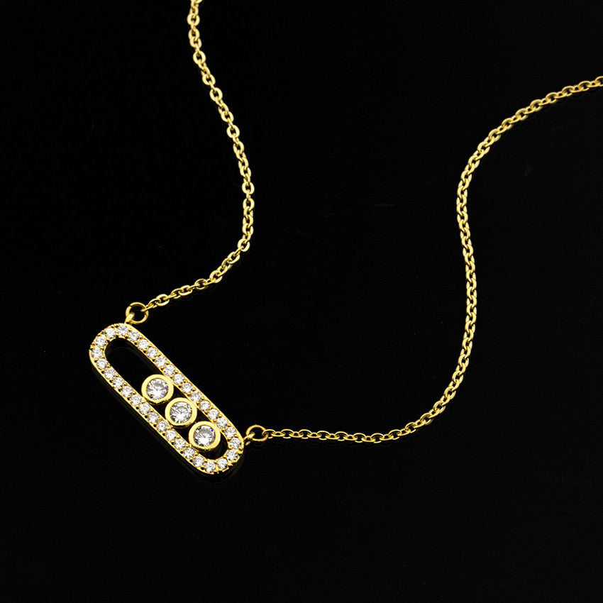 Factory direct Korean creative simple charming zircon two-color necklace jewelry Joker three-color optional