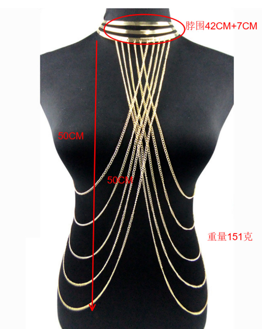 Aliexpress Jewelry Body Chain Gold Large Hoop Necklace Exaggerated Stylish Body Chain
