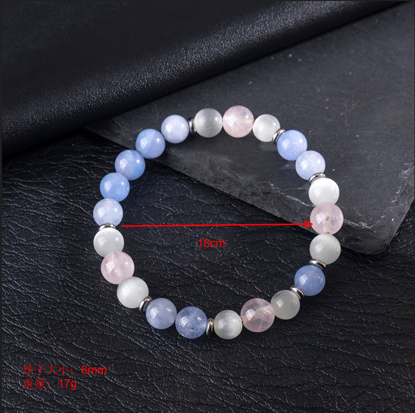 Zhuhang Jewelry Cross-Border New Product Natural Crystal Bracelet Rose Quartz Cat's Eye Women's Bracelet High-End Jewelry Wholesale