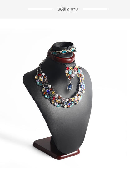 Feather Solid Wood Neck Figure Necklace Display Stand Necklace Jewelry Stand Neck Model Jewelry Jewelry Window
