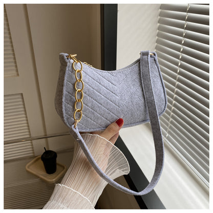 Mini Shoulder Bags for Women Fashion Felt Women's Bag Design Advanced Underarm Handbags Beautiful Purses Crescent SaddleBag 2025