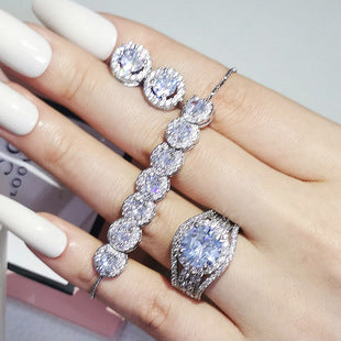 Foreign trade e-commerce Dubai jewelry water drop pear-shaped earrings necklace colorful zircon ear two-piece e5620 x711