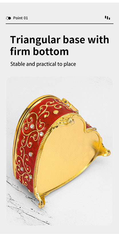 Cross-border E-commerce European-style Retro Metal Jewelry Box Exquisite Enamel Color Necklace Jewelry Storage Box Princess Jewelry Box