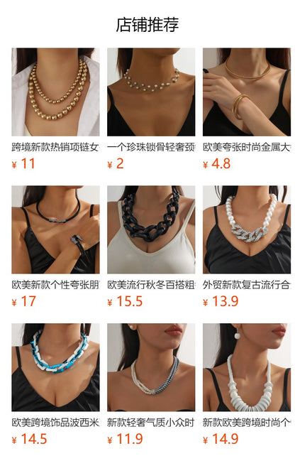 Cross-Border New Style Personalized Irregular Silver Necklace Temperament Style Versatile Temperament Necklace Jewelry Manufacturer Wholesale