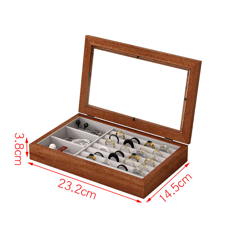 Solid Wood Flannel Jewelry Box Storage Box Ring Necklace Earrings Earrings Desktop Display Box Vintage