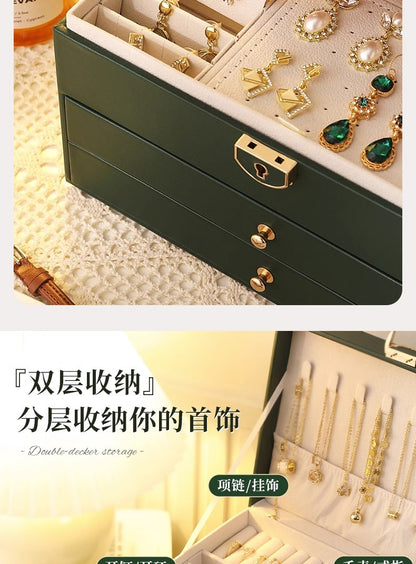 High-end jewelry storage box necklace earrings earrings earrings bracelet ring exquisite jewelry gold jewelry large capacity