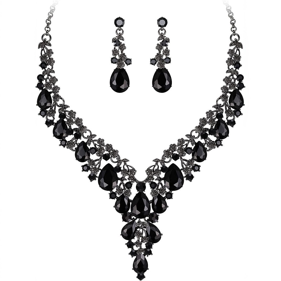 Factory Direct Sales of Cross-Border Popular Water Drop Necklace and Earrings Jewelry Sets, Wedding Dresses, Evening Wear, New Jewelry Accessories