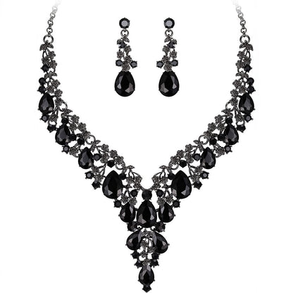 Factory Direct Sales of Cross-Border Popular Water Drop Necklace and Earrings Jewelry Sets, Wedding Dresses, Evening Wear, New Jewelry Accessories
