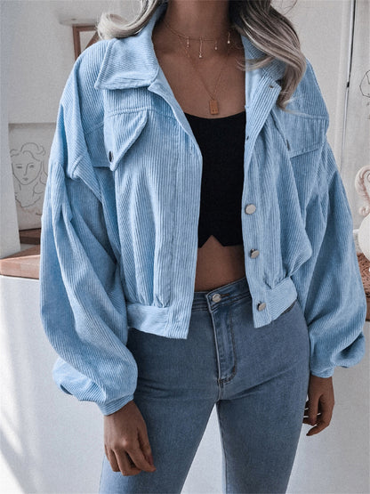 Ins Style Autumn and Winter European and American Lantern Long-Sleeved Corduroy Casual Short Outwear Jacket Amazon Hot Cross-Border Women's Clothing