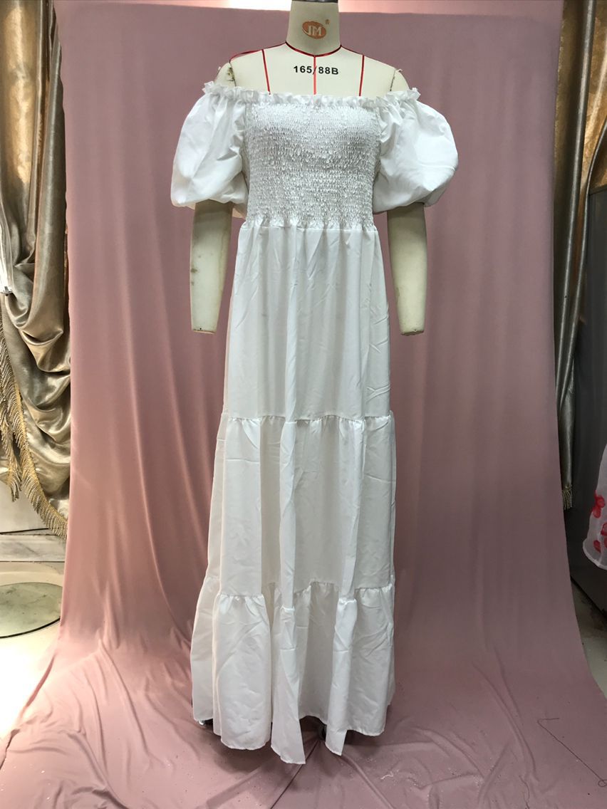 2025 Cross-Border New Spring and Summer European and American Clothing Dress One-Shoulder Floral Off-Shoulder Long Color Fairy Skirt