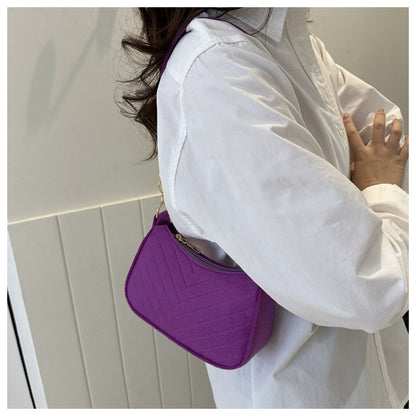 Mini Shoulder Bags for Women Fashion Felt Women's Bag Design Advanced Underarm Handbags Beautiful Purses Crescent SaddleBag 2025