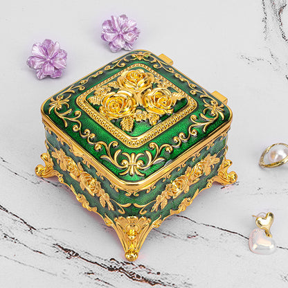 European Style Retro Light Luxury Princess Jewelry Box Metal Jewelry Box Exquisite Enamel Color Necklace Jewelry High-end Storage Box