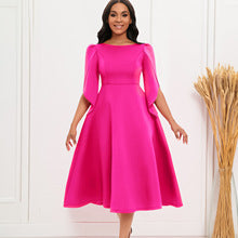 D3168 European and American Clothing Summer Office Dress Three-Quarter Sleeve Pleated Strap Professional Large Size African Dress