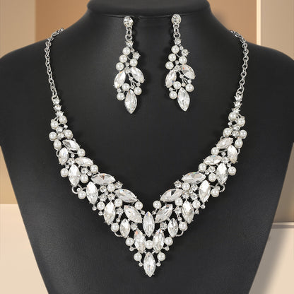 European and American Cross-Border Necklace, Earrings, Jewelry Set, Bridal Banquet Dress Accessories, Fashionable Women's Jewelry, Light Luxury Style