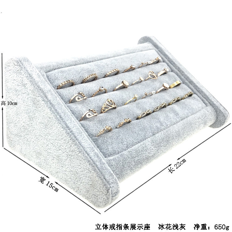 Ice Flower Velvet Jewelry Box Display Plate Ring Bracelet Trapezoidal Jewelry Display Stand Gold and Silver Jewelry Props