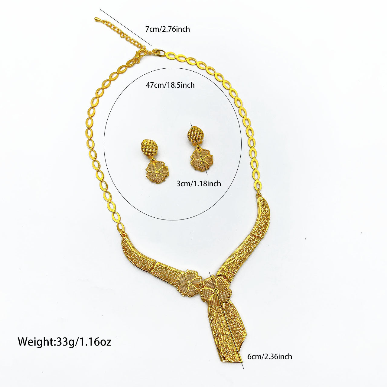 Imitation gold flower necklace earrings suit Dubai India Nigeria brass gold plated women wedding jewelry lot