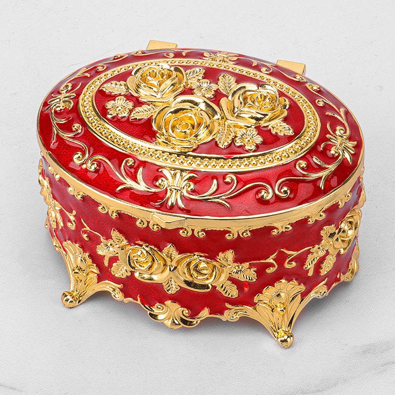 Cross-border E-commerce European-style Retro Metal Jewelry Box Exquisite Enamel Color Necklace Jewelry Storage Box Princess Jewelry Box