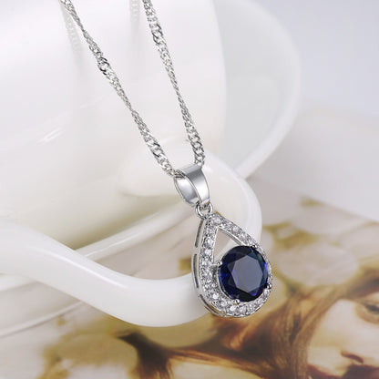 Cross-border ins trendy line jewelry suit angel tears water drop necklace earrings literary female zircon jewelry suit