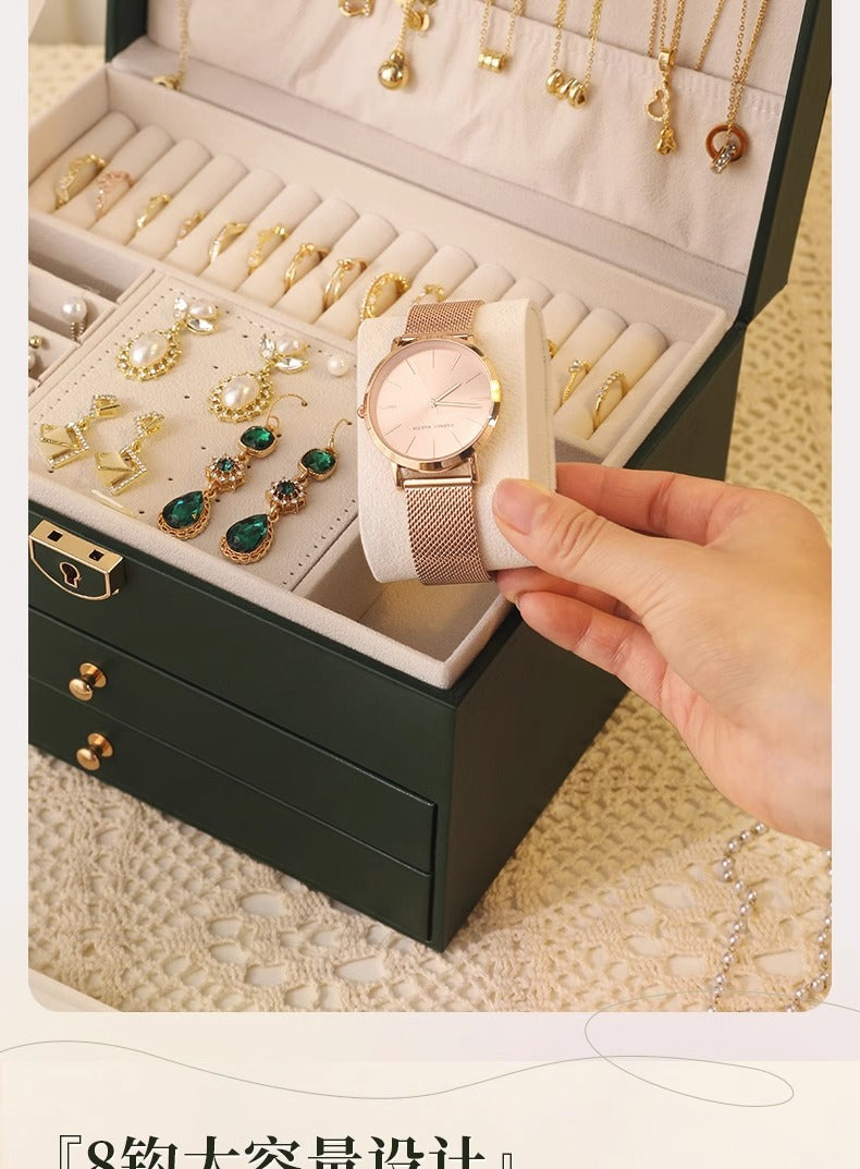 High-end jewelry storage box necklace earrings earrings earrings bracelet ring exquisite jewelry gold jewelry large capacity