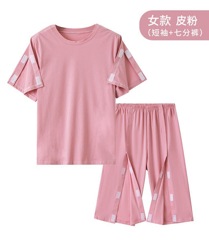 Summer patient care clothing easy to put on and take off hospital gown short sleeve cotton middle-aged and elderly medical clothing fracture clothing wholesale