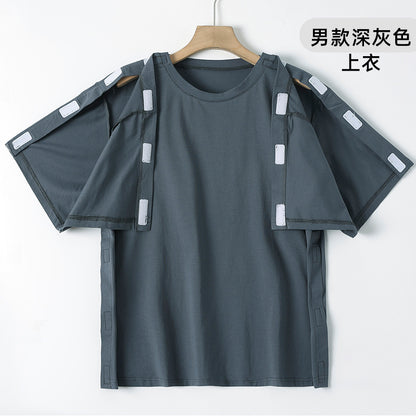 Summer patient care clothing easy to put on and take off hospital gown short sleeve cotton middle-aged and elderly medical clothing fracture clothing wholesale