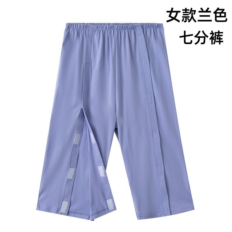 Summer patient care clothing easy to put on and take off hospital gown short sleeve cotton middle-aged and elderly medical clothing fracture clothing wholesale