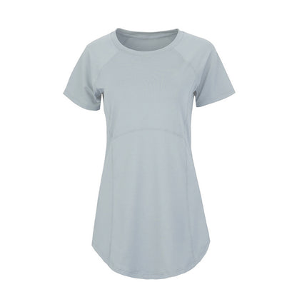 Yoga Clothing Short-sleeved Summer New Mid-length Hip Covering Slimming Quick-drying Top Breathable Fitness Sports T-shirt Women's Thin