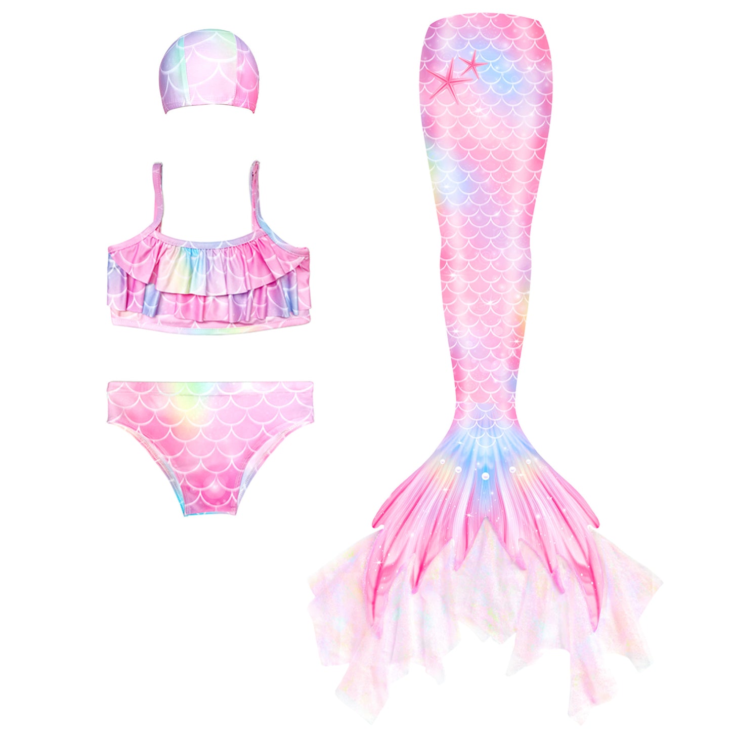 Girls Mermaid Swimsuit Mermaid Tail with Gauze Ariel Princess Swimsuit Children's Swimsuit