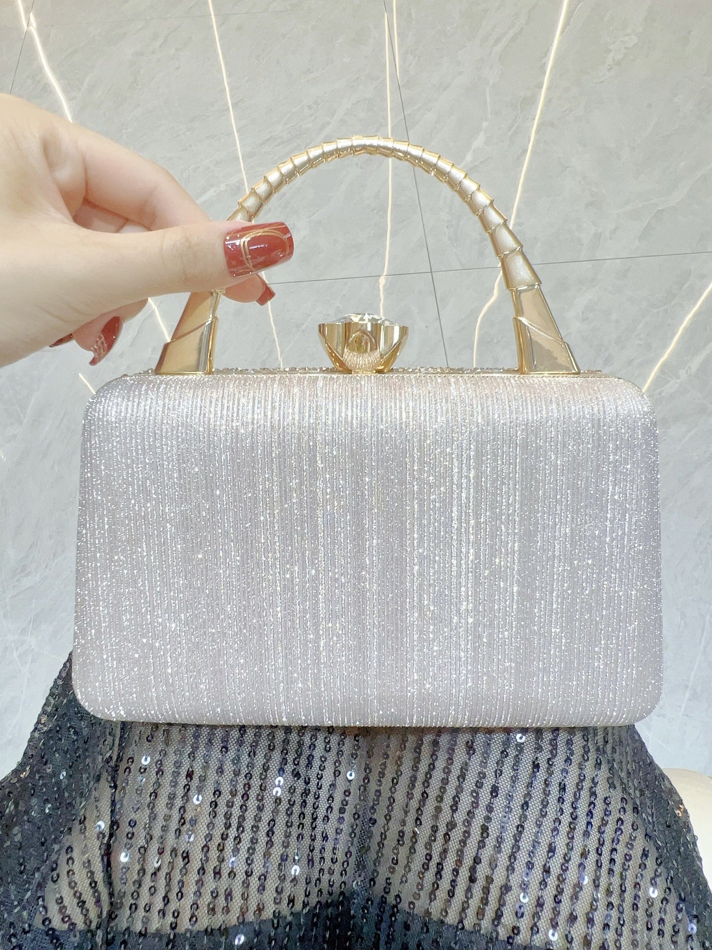 New Cross-border Banquet Handbag Women's Handheld Crossbody Bag Shoulder High-end Small Bag Full Diamond Shiny Evening Bag