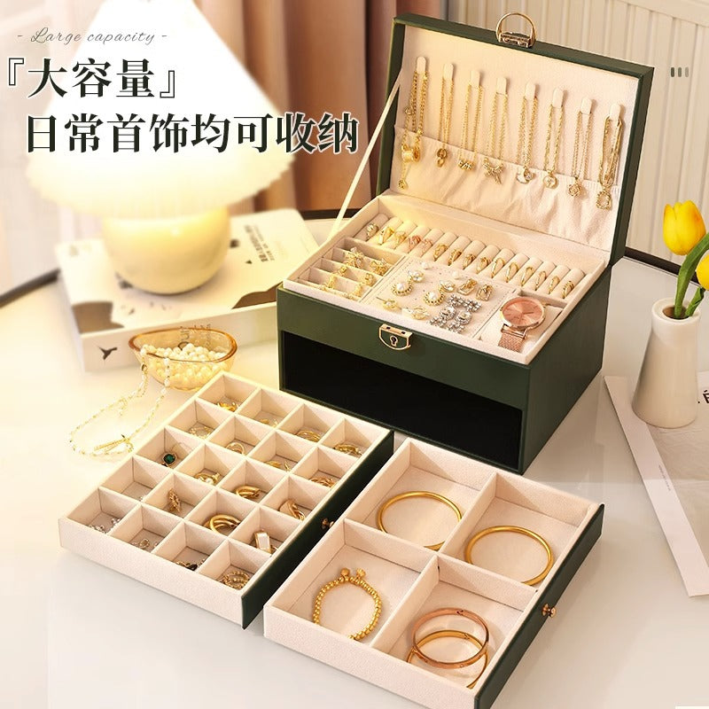 High-end jewelry storage box necklace earrings earrings earrings bracelet ring exquisite jewelry gold jewelry large capacity