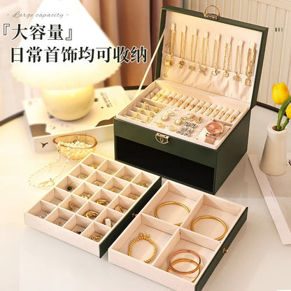 High-end jewelry storage box necklace earrings earrings earrings bracelet ring exquisite jewelry gold jewelry large capacity