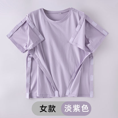 Summer patient care clothing easy to put on and take off hospital gown short sleeve cotton middle-aged and elderly medical clothing fracture clothing wholesale