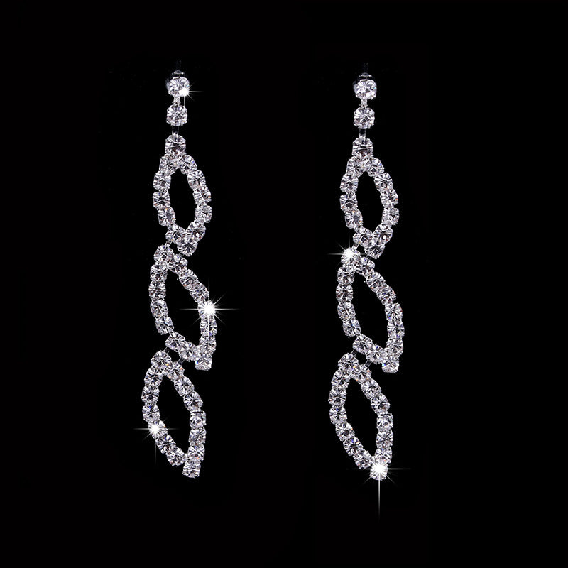 Amazon Cross-Border Jewelry Wedding Photography Women's Necklace Accessories Silver Earrings Necklace Bridal Jewelry Set
