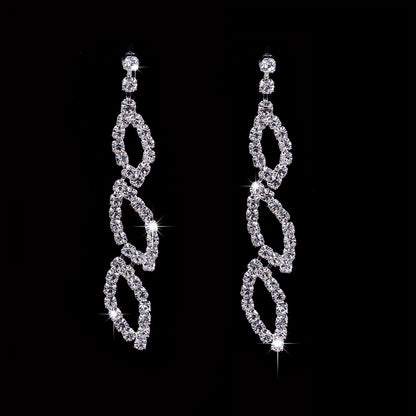 Amazon Cross-Border Jewelry Wedding Photography Women's Necklace Accessories Silver Earrings Necklace Bridal Jewelry Set
