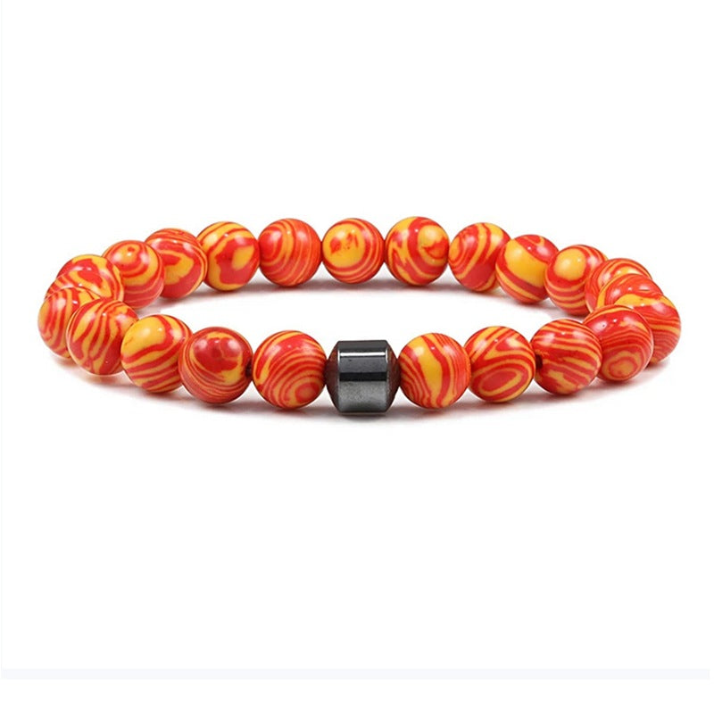 Foreign Trade Hot Selling Fashion Ladies Bracelet 8mm Malachite Beaded Bracelet Jewelry Women's Elastic Bracelet Chain Jewelry