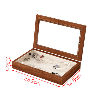 Solid Wood Flannel Jewelry Box Storage Box Ring Necklace Earrings Earrings Desktop Display Box Vintage