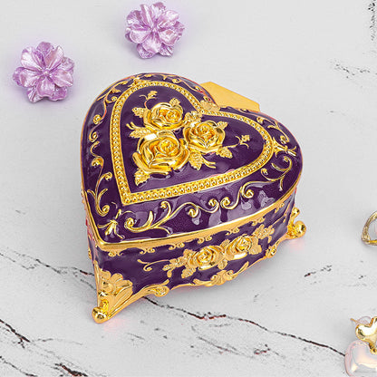Cross-border E-commerce European-style Retro Metal Jewelry Box Exquisite Enamel Color Necklace Jewelry Storage Box Princess Jewelry Box