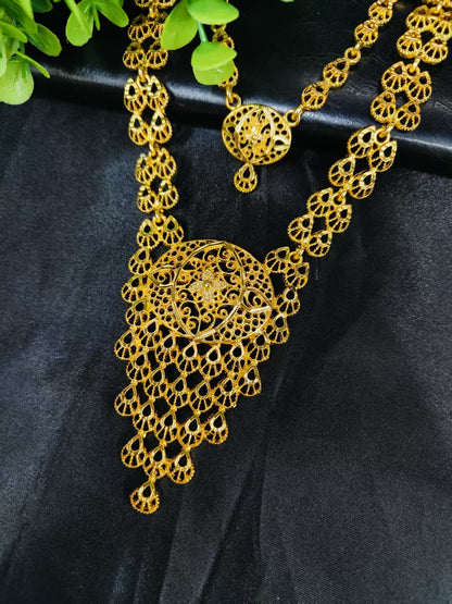 Cross-Border Hot Selling Dubai Luxury 24K Jewelry Necklace Earrings Ring Bracelet Four-Piece Bridal Wedding Tassel Set