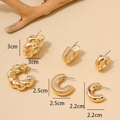 European and American fashion simple twist earrings ladies suit smooth light luxury design sense square face earrings jewelry wholesale